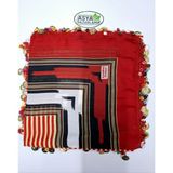 Asya Pazarlama Karadeniz Liralı ve Ahşap Boncuklu Yazma, Tülbent, Keşan, Fular, Şal, Atkı, Saç Bandı, Bandana, Puşi - Kırmızı - M