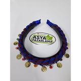 Asya Pazarlama Karadeniz Taç, Bordo Mavi Ahşap Boncuk ve Liralı Taç, Keşan, Fular, Saç Bandı, Bandana, Yöresel Taç - Buz Mavi / Standart
