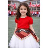 ASYA PAZARLAMA Kız Çocuk Gösteri Bel Kuşağı, Üçgen Yazma, Okul Gösterisi Folklor Bel Kuşağı, Kız Fular, Keşan
