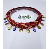 Asya Pazarlama Örgülü, Lastikli, Nazar Boncuklu ve Liralı Keşan, Fular, Şal, Atkı, Saç Bandı, Bandana - Kırmızı