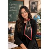 Asyabayrak 19 Mayıs Özel Siyah Atatürk Baskılı Ve İmzalı Fular-Kravat