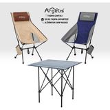 Asyaink 2 Adet Katlanır Kamp Sandalyesi ve Alüminyum Masa Seti - Aero Dark - Kum/mavi - 2022 gr