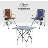 Asyaink 2 Adet Katlanır Kamp Sandalyesi ve Alüminyum Masa Seti - Rustic Dark - Kum/mavi