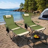 Asyaink 2 Adet Şezlong Kamp Sandalyesi ve Masa Seti - Plaj Seti - Lounge Elevate - Haki - 4250 gr