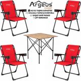 Asyaink 4 Adet Katlanır Kamp Sandalyesi ve Ahşap Masa Seti - Rock Plus - Kırmızı - 3736 gr