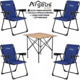 Asyaink 4 Adet Katlanır Kamp Sandalyesi ve Ahşap Masa Seti - Rock Plus - Lacivert - 3736 gr