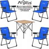 Asyaink 4 Adet Katlanır Kamp Sandalyesi ve Ahşap Masa Seti - Rock Plus - Mavi - 3736 gr
