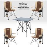 Asyaink 4 Adet Katlanır Kamp Sandalyesi ve Alüminyum Masa Seti - Rustic Dark - Kum