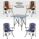 Asyaink 4 Adet Katlanır Kamp Sandalyesi ve Alüminyum Masa Seti - Rustic Dark - Kum/mavi
