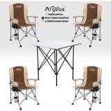 Asyaink 4 Adet Katlanır Kamp Sandalyesi ve Alüminyum Masa Seti - Rustic Silver - Kum