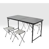 Asyaink Katlanabilir Kamp Masası Seti - 4/6 Kişilik - 4 Tabureli - Elevate Plus - Siyah - 6055 gr