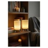 ASYDESIGN Tealight Mumluk Modern Dekorlu Pilli Ledli 2'li Set