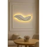 Aszen Dekoratif Beyaz Gold Kuş Tüyü Aplik – 67×26 Cm – 9W Pilli – Her Yöne Asılabilir