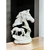 At Duvar Dekoru Heykel, Beyaz Renk Yüksek Kaliteli Malzeme El Yapımı Minimalist Heykel Duvar Dekoru, Hediyelik Duvar Dekoru, Ev Dekoru (12x8 cm)