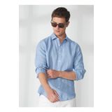 AT.P.CO A266CARLL20 Mavi Slim Fit Düğmeli Yaka Erkek Gömlek