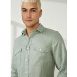 AT.P.CO A266DONL20 Yeşil Slim Fit Düğmeli Yaka Erkek Gömlek