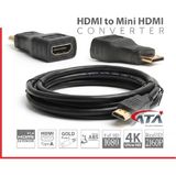 Ata Elektronik 1.5 Metre Hd Kablo Full Hd 3D 4K Uyumlu + HDMI Çevirici Extra Mini HDMI Erkek To HDMI Dişi Çevirici Adaptör Dönüştürücü