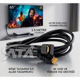 Ata Elektronik 1.5 Metre ( L Uçlu ) HDMI Kablo - 4096X2160P @24Hz - 90° Dar Alanlarda L Tip HDMI Erkek - HDMI Erkek (L Uçlu Tasarım) Hd Tv Monitör Projeksiyon Uydu Alıcısı Oyun Konsolu Bilgisayarlarla Uyumlu - 1 ADET 1.5 METRE
