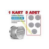 ATA ELEKTRONİK 1 Kart 5ad 5 Adet Cr2025 Cr 2025 Yassı Düğme Para Bios Pili Araç Alarm Kepenk Kumanda Pil