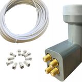 ATA ELEKTRONİK 4 Çikiş Dört Çikiş Hd 3D 4K Lnb + 50Mt 50 Metre Anten Kablo + 10 Adet Jak Hediye