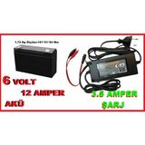 Ata Elektronik 6 V 7 Ah Pilsan Pars Pilsan Aliş Oyuncak Akülü Araba Araç Için Uyumlu Akü Şarj + ŞARJ CİHAZI 3.5 AMPER AKÜ ŞARJ
