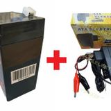 ATA ELEKTRONİK 6 Volt 4 Amper Bakımsız Kuru Akü + 6 Volt 1 Amper Şarj Cihazi