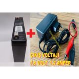 Ata Elektronik 6 Volt 7 Amper Akü ve 6 Volt Akü Charger ( Ledli Işıklı ) Kesicili Adaptör Extra Maşalı ( 2li Set - Akü ve Şarj Cihazlı )