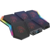 Ata Elektronik 7 Seviye Kademe Yükseklik Notebook Laptop Soğutucu Rgb Ledli Işıklı 6 Fan LED Ekran - Renkli