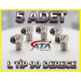 Ata Elektronik 90 Derece L Tip Vidalı Metal F Konnektör Uydu Anten Lnb Kablo Ucu 5 Adet