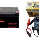 ATA ELEKTRONİK Ataelektronik Pilsan Uyumlu 12 Volt 12 Amper Akü Ve Şarj Cihazi Extra Timsah Maşali Kablolu Set Akü + Şarj