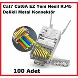 Ata Elektronik Delikli - 100 Adet - Cat7 Metal Cat7 Konnektör RJ45 Cat7 Jack + Ayraç 100'LÜ 100 Adet - Cat7 RJ45 Jack Internet Patch Kablo Ucu