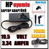 Ata Elektronik Hp Adaptör 65W Mavi Uç 19.5V 3.33A Laptop Şarj Aleti Cihazı Adaptör Mavi Uç 19.5 Volt 3.34A - Siyah