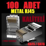 ATA ELEKTRONİK Kaliteli - Metal Korumali Cat5 Cat6 Ethernet Internet Kablo Soketi Konnektörü 8P8C Rj45 Jack Jak Uç