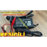Ata Elektronik Pilsan Uyumlu Çocuk Oyuncak 12 Volt Aküler ( 5 Amper ) Için Şarj Aleti Cihazı Adaptör + Otomatik Voltaj Kesicili +Krokodil Timsah Kablolu Hediyeli - Siyah