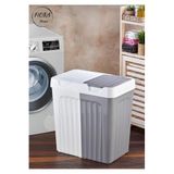 ATA HOME 2 Gözlü Büyük Boy Kirli Çamaşır Sepeti Kırılmaz Plastik Çamaşırlık 80 Lt Beyaz & Gri Gri 36 X 56