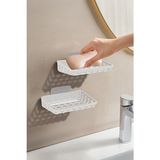 Ata Home 2'li Set Yapışkanlı Banyo Sabunluk, Katı Sabun Tutacağı, Lavabo Mutfak Katı Sabunluk Süngerlik Siyah - Beyaz