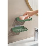 ATA HOME 2'Li Set Yapışkanlı Banyo Sabunluk, Katı Sabun Tutacağı, Lavabo Mutfak Katı Sabunluk Süngerlik Siyah Haki