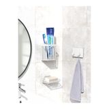 Ata Home 3 Lü Yapışkanlı Banyo Düzenleyici Diş Fırçalık Sabunluk Askılık Takımı Banyo Duvar Rafı Organizer - Beyaz