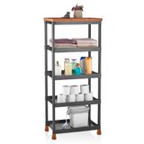 ATA HOME 5 Katlı Plastik Çok Amaçlı Banyo & Balkon & Mutfak Düzenleyici Organizer Dolabı Rafı Siyah Siyah