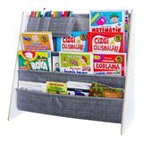 Ata Home Ahşap Montessori Çocuk Odası Kitaplık Modern Tasarım 67 cm Genişlik 64 cm Yükseklik