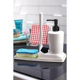 ATA HOME Armona Silikon Fırçalı Tezgah Üstü Sabunluk Mutfak Banyo Sıvı Sabunluk Takımı Süngerlik Bez Seti Beyaz,515201690