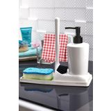 ATA HOME Armona Silikon Fırçalı Tezgah Üstü Sabunluk Mutfak Banyo Sıvı Sabunluk Takımı Süngerlik Bez Seti