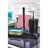 ATA HOME Armona Yumuşak Silikon Fırçalı Tezgah Üstü Mutfak Banyo Sıvı Sabunluk Takımı Süngerlik Bez Seti Siyah,515201650