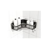 ATA HOME Banyor Köşe Yapışkanlı Banyo Rafı, Köşe Banyo Düzenleyici, Duş Rafı Organizer Şampuanlık, Plastik Siyah
