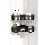 ATA HOME Banyor Yapışkanlı Banyo Köşeliği Rafı, 2'li Banyo Düzenleyici, Duvar Duş Rafı Banyo Köşe Şampuanlık