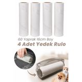 ATA HOME Büyük Boy Tüy Toplayıcı, Tüy Toplama Makinesi, Kedi Tüyü Toplayıcı, Tüy Toplayıcı Rulo +4 Yedek Rulo, 60 Yapraklı Kapaklı Yapışkanlı Tüy Temizleme Rulosu