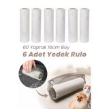 ATA HOME Büyük Boy Tüy Toplayıcı, Tüy Toplama Makinesi, Kedi Tüyü Toplayıcı, Tüy Toplayıcı Rulo +6 Yedek Rulo, 60 Yapraklı Kapaklı Yapışkanlı Tüy Temizleme Rulosu