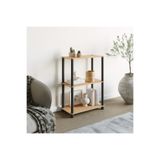 ATA HOME Çok Amaçlı 2 Raflı Ahşap Bambu Desen Modern Dekoratif Kitaplık Dosya Ev Ofis Rafı Bambu