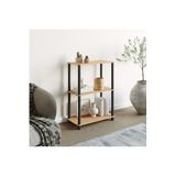 ATA HOME Çok Amaçlı 2 Raflı Ahşap Bambu Desen Modern Dekoratif Kitaplık Dosya Ev Ofis Rafı Bambu