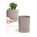 ATA HOME Karezar Seti – 4 Adet Kare Şekilli Küçük Saksı, Kapuçino Renk (1.3 Litre) – Duplicate